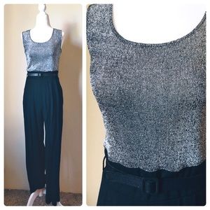 Vintage silver and black metallic jumpsuit
